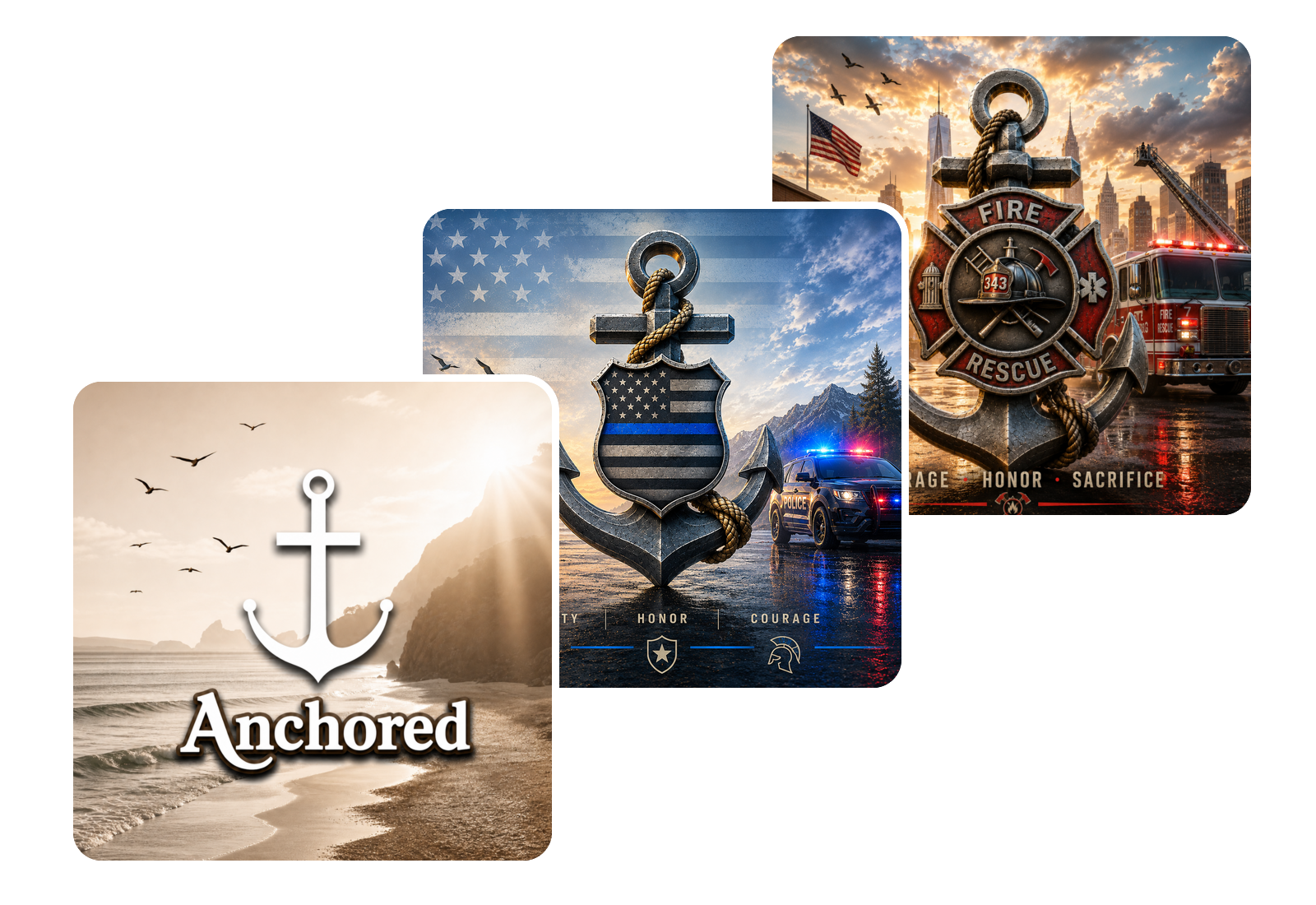 Anchored In Hope, Anchored Behind the Badge, and Anchored Behind the Ladder